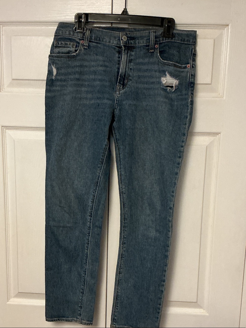 Old Navy Dark Blue Skinny Jeans with Distressed Details